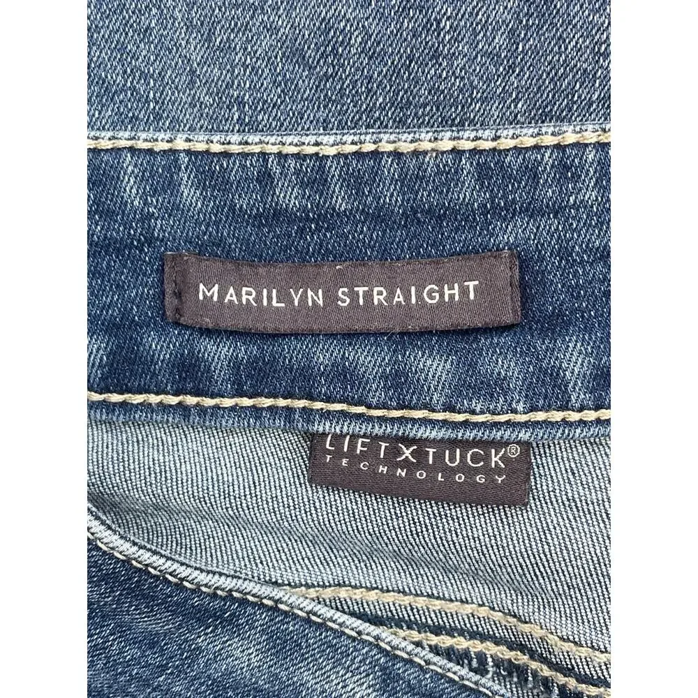 NYDJ Jeans Women 12 Blue Denim Cotton Blend Stretch Marilyn‎ Straight